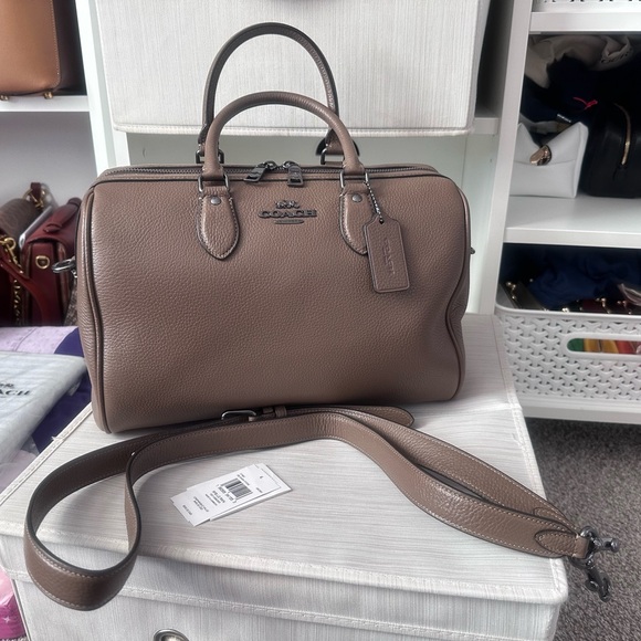 EUC Coach Rowan Large Satchel Bag Dark Stone - Picture 6 of 10